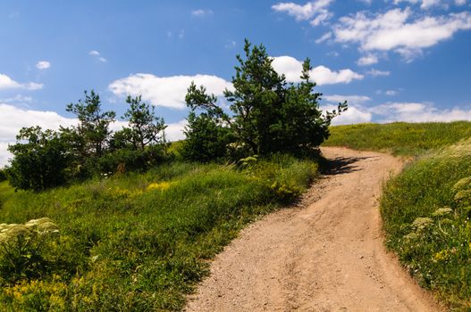 Sunny day on mountain plateau, Crimea, Ukraine