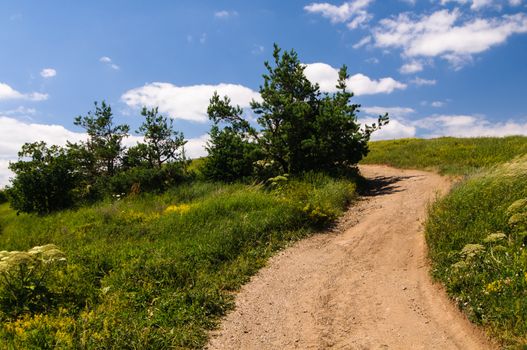 Sunny day on mountain plateau, Crimea, Ukraine