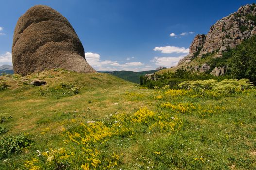 Sunny day on mountain plateau, Crimea, Ukraine