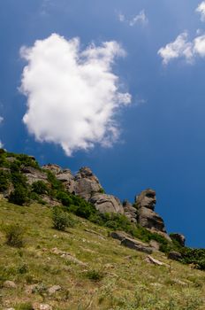 Sunny day on mountain plateau, Crimea, Ukraine