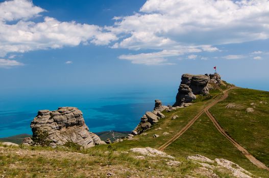 Sunny day on mountain plateau, Crimea, Ukraine