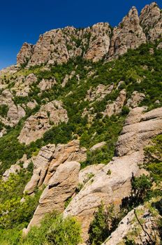 Sunny day on mountain plateau, Crimea, Ukraine