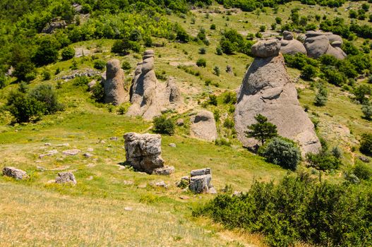 Sunny day on mountain plateau, Crimea, Ukraine