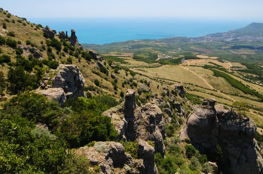 Sunny day on mountain plateau, Crimea, Ukraine