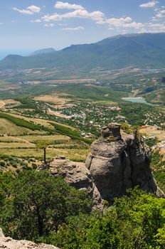 Sunny day on mountain plateau, Crimea, Ukraine