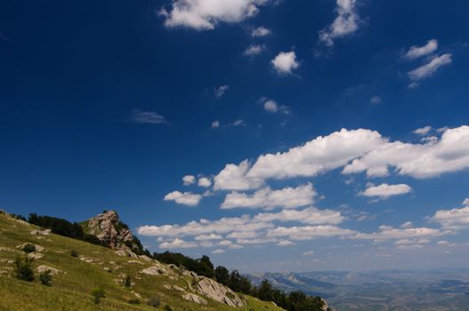 Sunny day on mountain plateau, Crimea, Ukraine