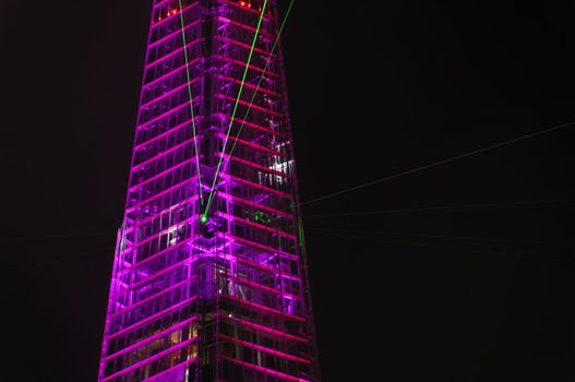 London, UK, Thursday July 5, 2012. The Shard is opened with a light and laser show. The Shard is the tallest building in Europe with 309,6 metres (1016 ft).