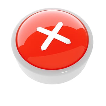 red button with a caution sign on a white background