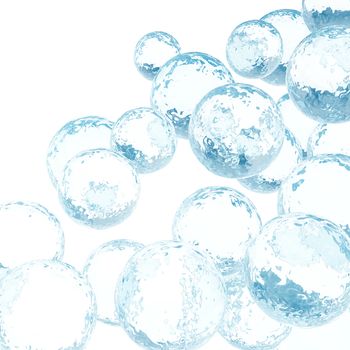 transparent bubbles with reflections on a white background