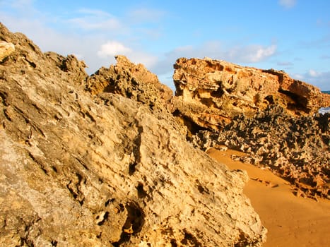 Rock formations along the beaches of southern Victoria, Australia.