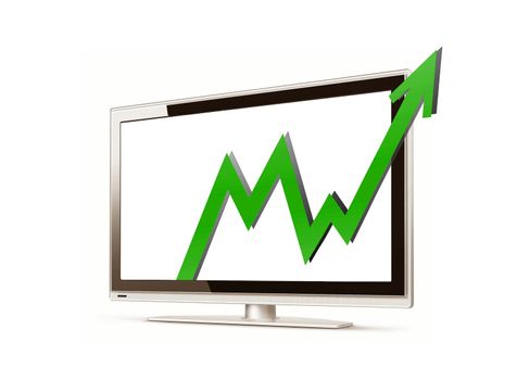 Sales arrow moving out of LCD screen
