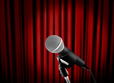 microphone and red curtain