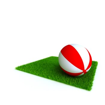 ball on a lawn from a green bright grass on a white background