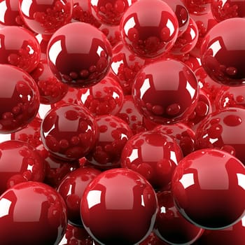 abstract background from bright red shiny balls