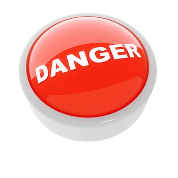 red button with a caution sign on a white background