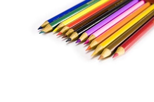 set of pencils on a white background