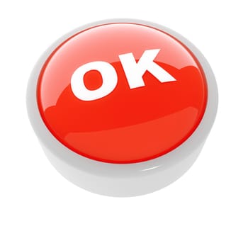 red button with a caution sign on a white background