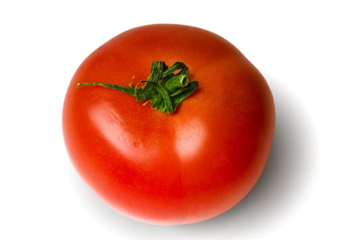 red ripe tomato on a white background