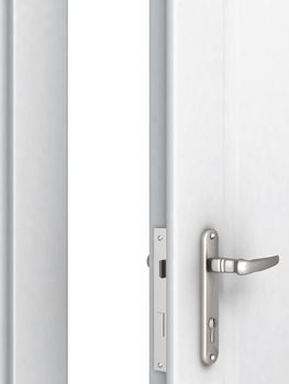 opened door with a modern locking mechanism on a white background