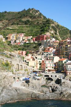 Italy. Cinque Terre region. Colorful Manarola village 
