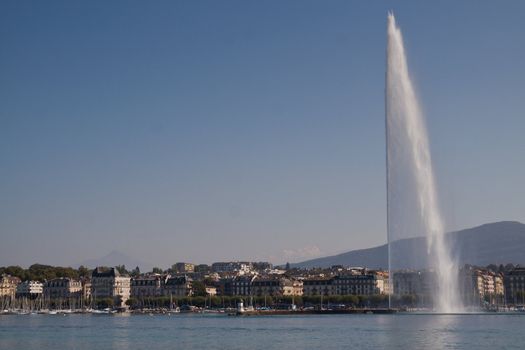 Switzerland, Geneva, view of Lake Geneva and the city