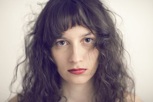 portrait photo of a sad  young woman