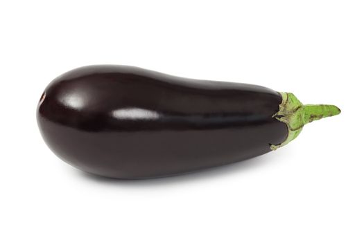 Photo of an isolated eggplant over white background.  Shadow visible.