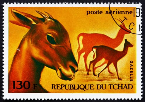 CHAD - CIRCA 1972: a stamp printed in the Chad shows Gazelles, African Wild Animals, circa 1972