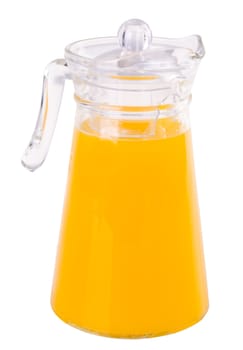 Orange juice in jar. on white background