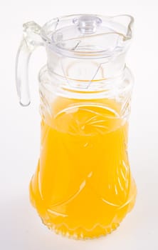 Orange juice in jar. on white background