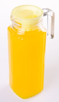 Orange juice in jar. on white background