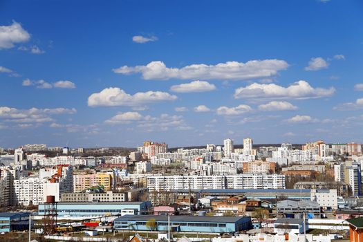 town view with buildings and blue sky
