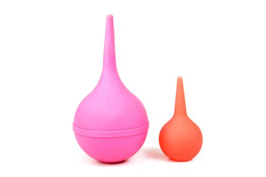 two colonic bulb for procedures on a white background