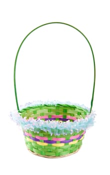 empty decorative wicker basket on  white background