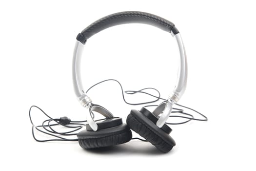 Silver-black headphone on a white background
