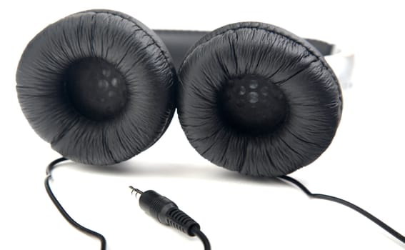 Silver-black headphone on a white background