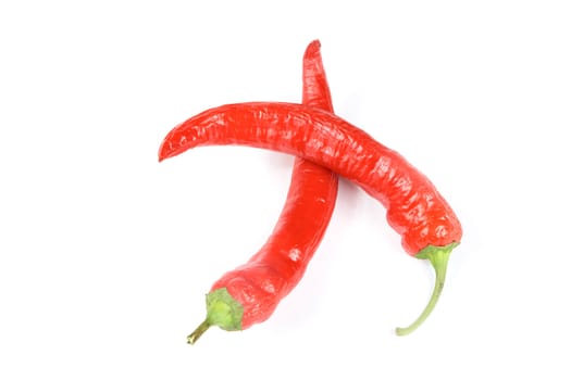 Pods of pepper on a white background