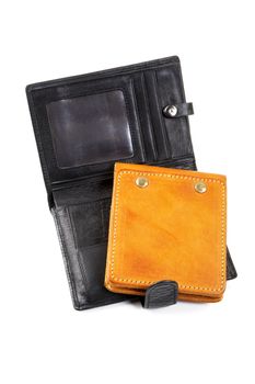 still-life purse and leather organizer  isolated on  white background