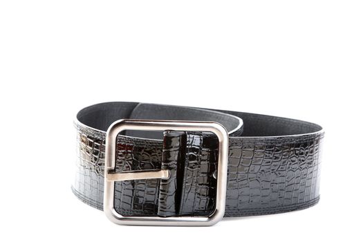 Black wide female belt on a white background