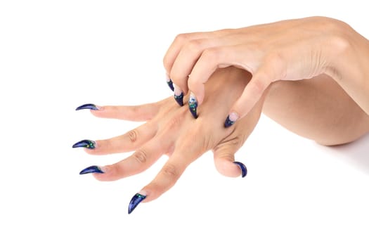 Female hands with manicure isolated on a white background