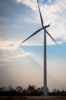 Eco power, wind turbines and sky