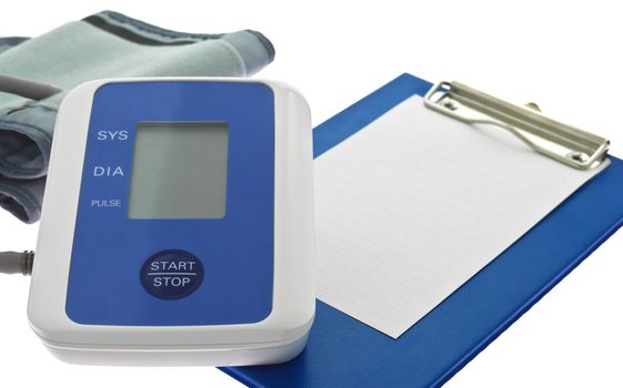 Blood pressure and blank medical clipboard