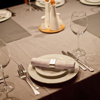 Tables set for meal