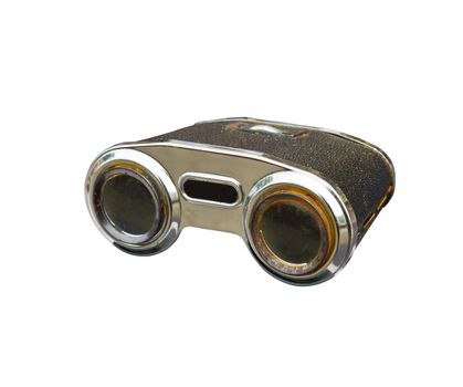 Old binoculars isolate on white background