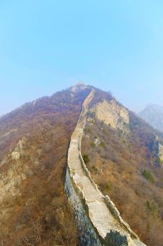 ruins of great wall of china on a foggy day