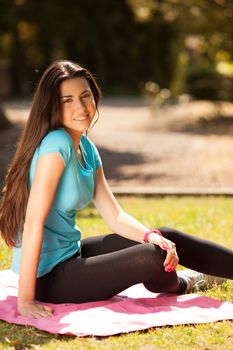 young beautiful sport woman enjoying outdoors before sport