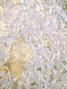 Frosty natural pattern on a winter window.
