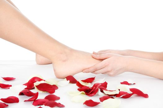 foot massage isolated on white background