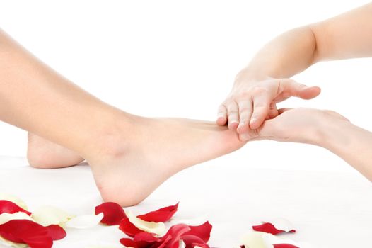 foot massage isolated on white background