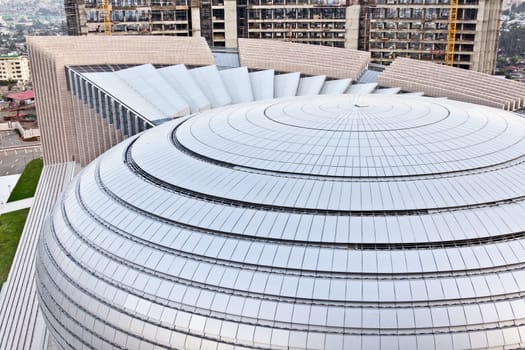 A viwe of the roof of the newly constructed African Union Hall in Addis Ababa, Ethiopia